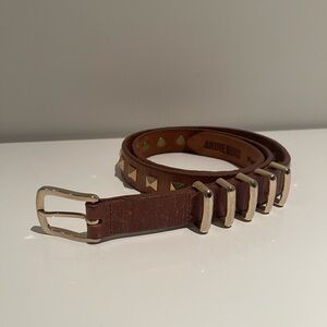 ANINE BING Camel Brown Studded real Leather Belt Gold Hardware – Size XS/S